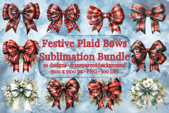 Download Christmas Plaid Bows Sublimation Bundle - Bow Collection