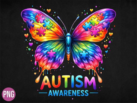 Download Autism Awareness Butterfly Rainbow PNG - Bow Collection