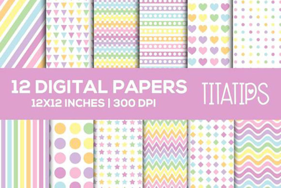 Download Pastel Rainbow Digital Papers Set - Bow Collection