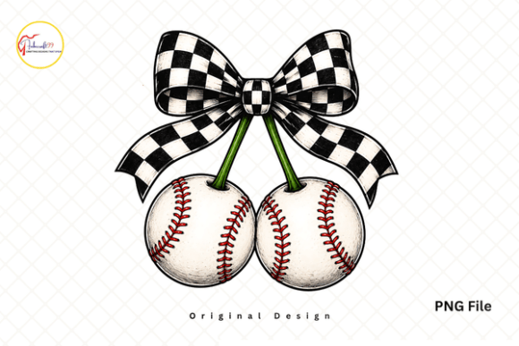 Download Checkered Sports Cherry Bow Baseball PNG - Bow Collection