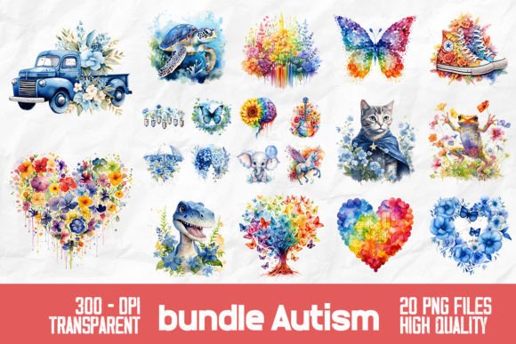 Download Rainbow Autism Awareness Retro Bundle - Bow Collection