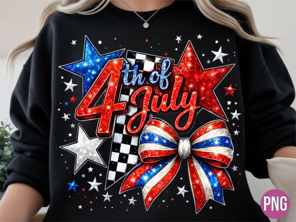 Download 4th of July Glitter Bow and Stars PNG - Bow Collection