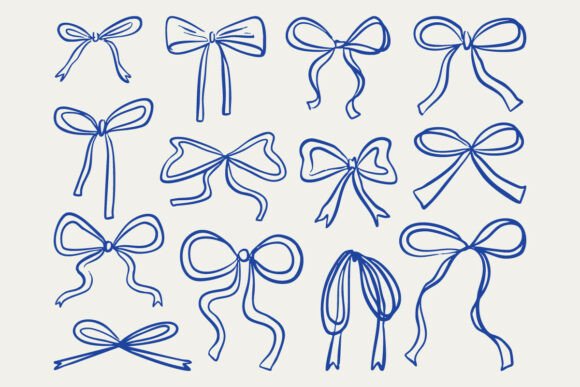 Download Elegant Ribbon Bow Outline Bundle Set - Bow Collection